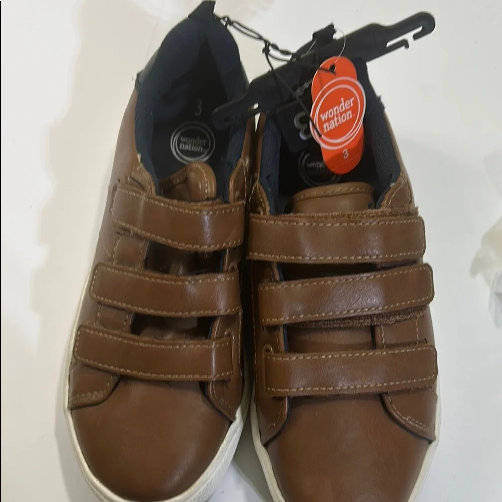 Wonder Nation Brown Sneakers with Velcro Straps